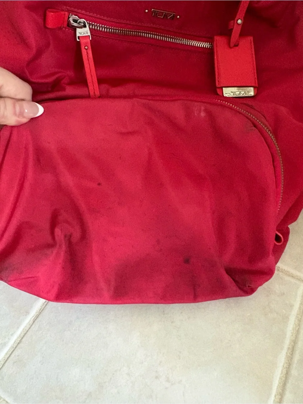 Tumi Red Women’s Backpack with Front Zip Pocket